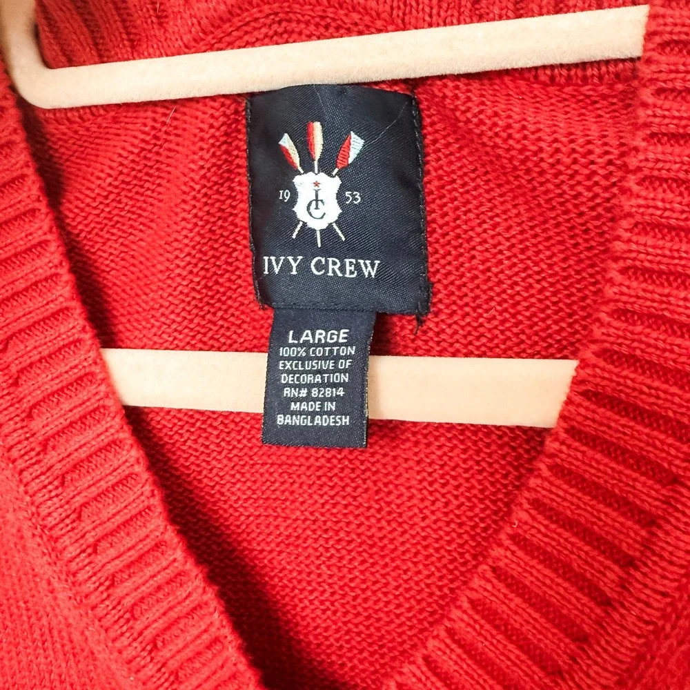Ivy Crew Mens Sweater Vest Size L Red Classic‎ Preppy Heritage Academia Office